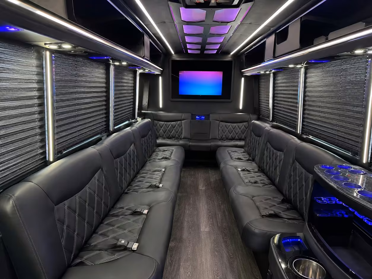 15 passenger party bus interior